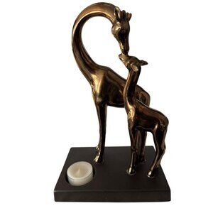 Mother Giraffe & Calf Bronze Finish Tea Light Candle Holder By PartyLite 10"